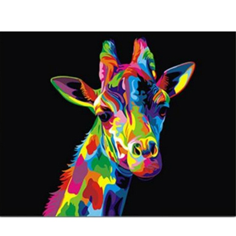 Oil Painting By Number Kit Colorful Giraffe Painting DIY Acrylic Pigment Painting By Numbers Set Hand Craft Art Supplies