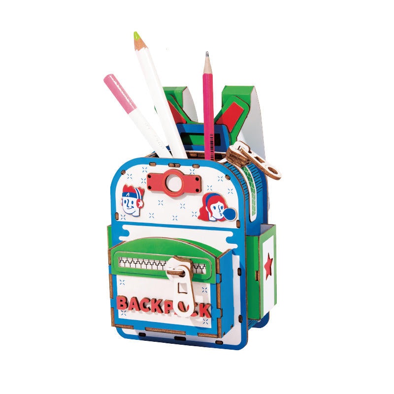 Rolife Wooden Desk Organizer and Backpack Pen Holder DIY Model Building – TG12 Small Bag