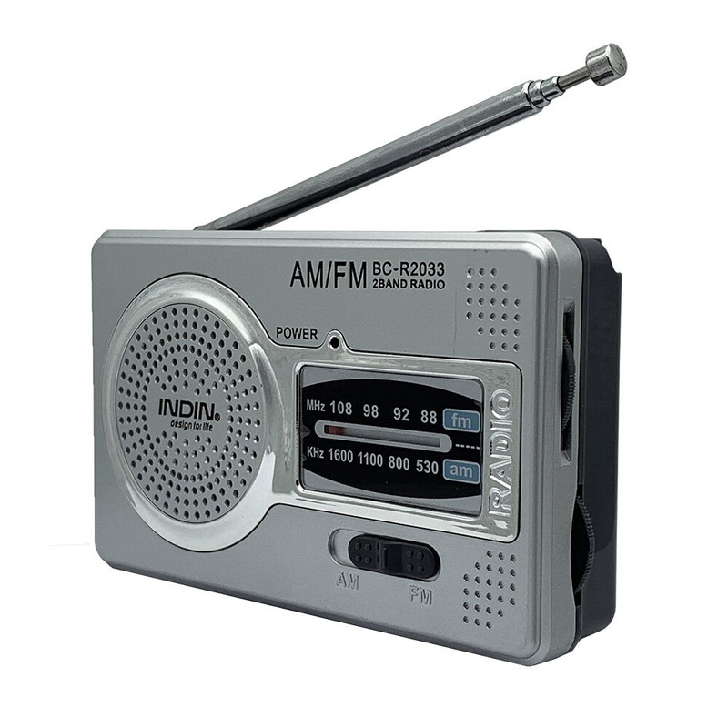 BC-R2033 AM/FM Dual Band Pocket Radio Built-in Speaker Retractable Antenna Mini Portable Handheld Radio Receiver