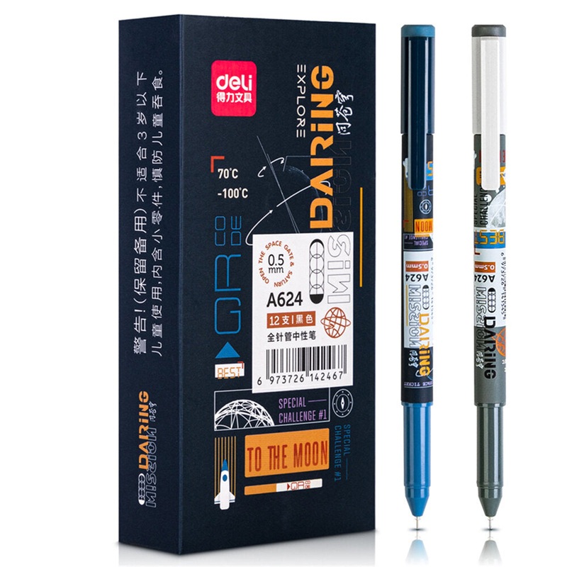 Deli A624 0.5mm Gel Pen Set Smooth Writing Black Refill Ballpoint Pen Stationery School Students Office Writing Supplies
