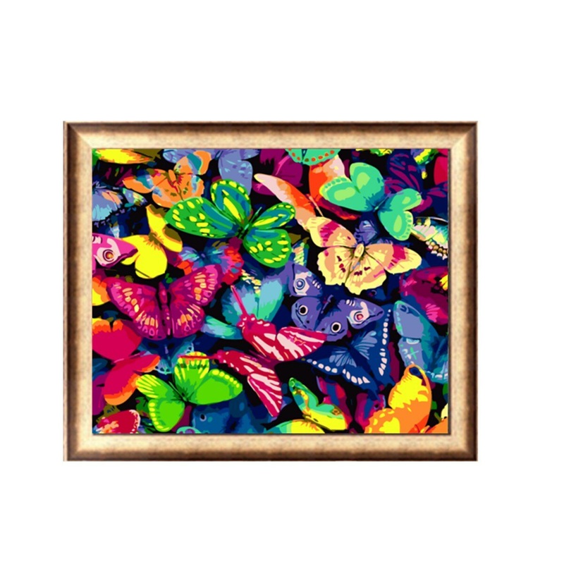 DIY Oil Painting By Number Kit Colorful Butterfly Wall Painting Acrylic Pigment Painting By Numbers Set Hand Craft Art Supplies