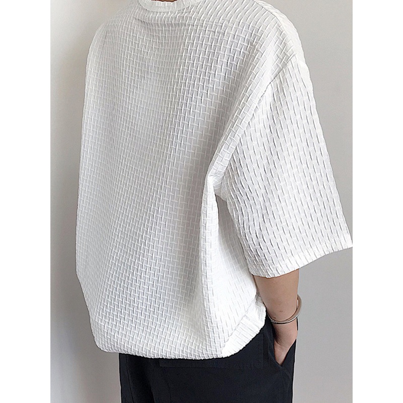 INCERUN Mens T-Shirt Basic Solid Color Short Sleeve T Shirt Casual V-neck Half Long Sleeve Tops Summer Loose Fit Men Clothing