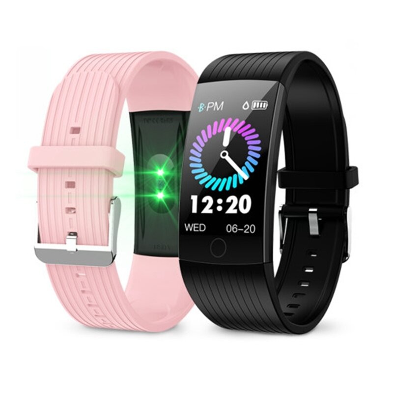 Newwear Q18 1.14 IPS Large Screen Heart Rate Blood Pressure Monitor Physiological Reminder Fitness Tracker IP68 Waterproof USB Charging Smart Watch