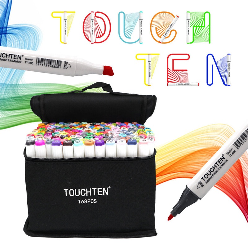 TOUCHTEN 30/40/60/80 Color Art Marker Set Dual Head Artist Sketching Alcohol Based Markers for Animation Manga Design Pen Supplies