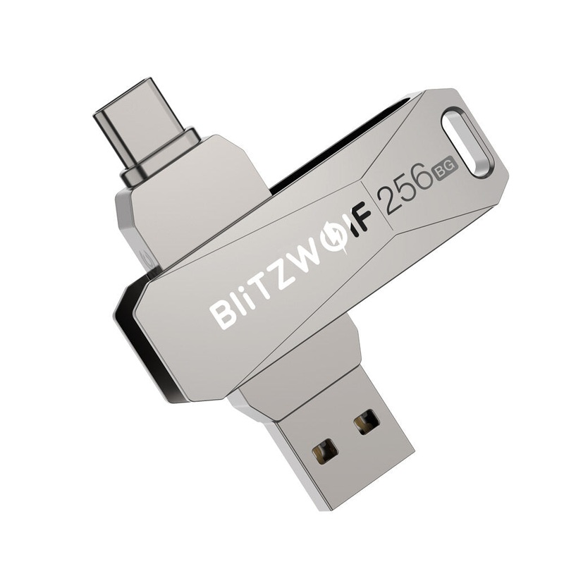 BlitzWolf BW-UPC2 256GB USB Disk 2 in 1 Type-C USB3.0 Flash Drive Ultra-fast Transmission 360  Rotation Zinc Alloy 256GB Support OTG Pendrive