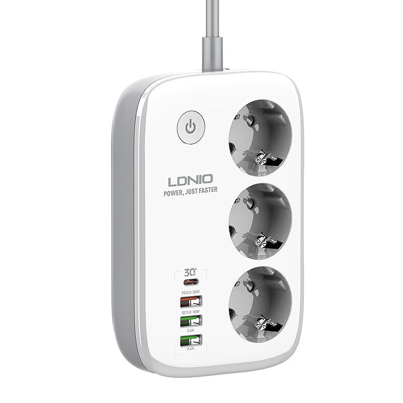 LDNIO Smart WiFi Power Strip Extension Cable Timing Adapter with 3 EU Plug 4 USB Port for Phone Tablet Computer