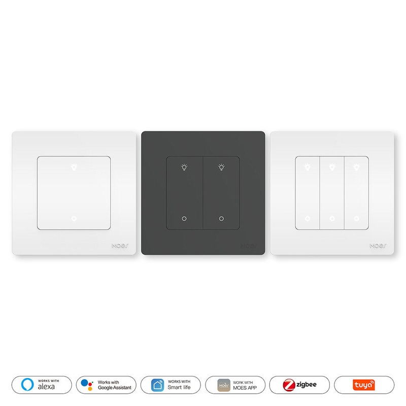 MoesHouse Smart ZigBe Dimmer Switch EU Plug Dimmable 1-3Gang Timer Function APP Remote Control Work with Alexa Google Home
