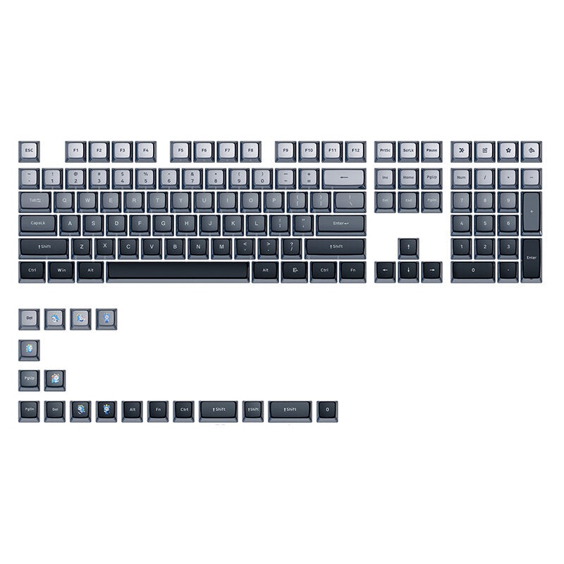 SKYLOONG GK7 126 Keys Mechanical Keyboard Keycaps Set PBT Twilight WhiteBlack Transparent Jelly Keycap for Mechanical Keyboards