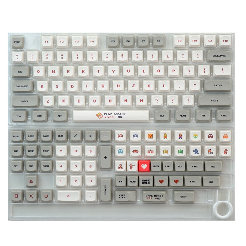 WuLuQi 138pcs Retro Red&White Mechanical Keyboard Cap Set PBT Sublimation XDA Profile Keycaps Suitable for 61/64/68/78/84/87/96/980/104/108 Mechanical Keyboard