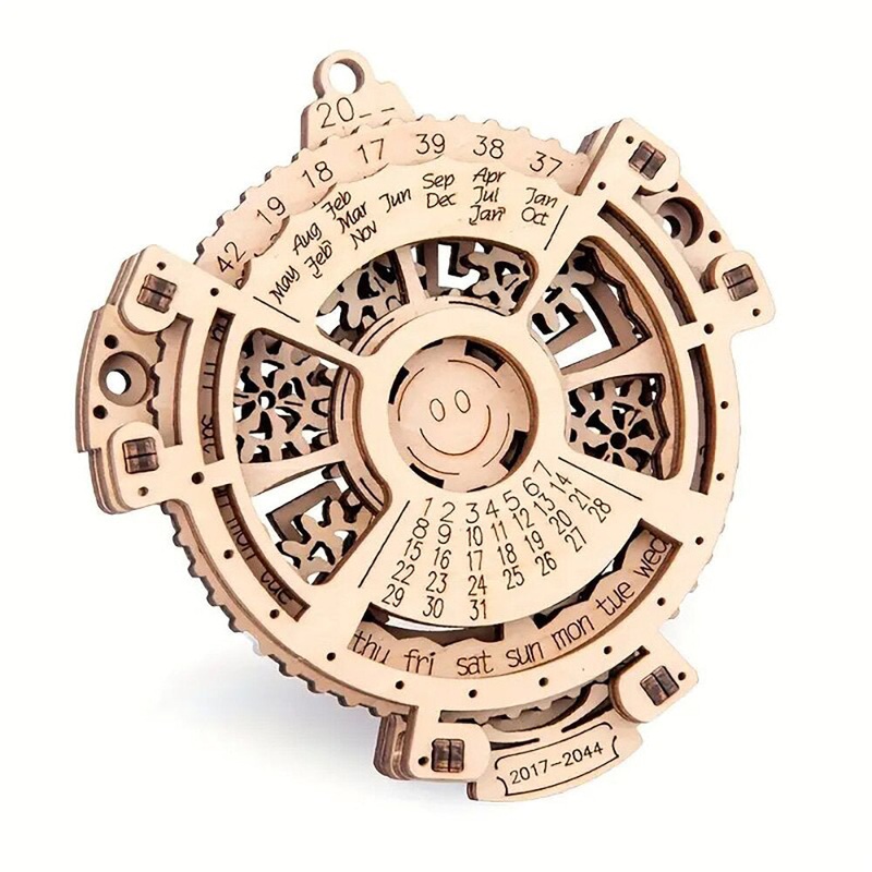 3D Wooden Handmade Perpetual Calendar Puzzles Three Dimensional Splicing Adults Mechanical Model Kits Build Toys Supplies Great Birthday Gifts Husband Wife