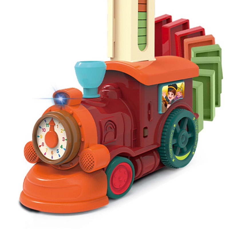Domino Train Automatic Car Toys Set Boys Girls Electric Creative Games Blocks Educational Play Kids Children Gifts