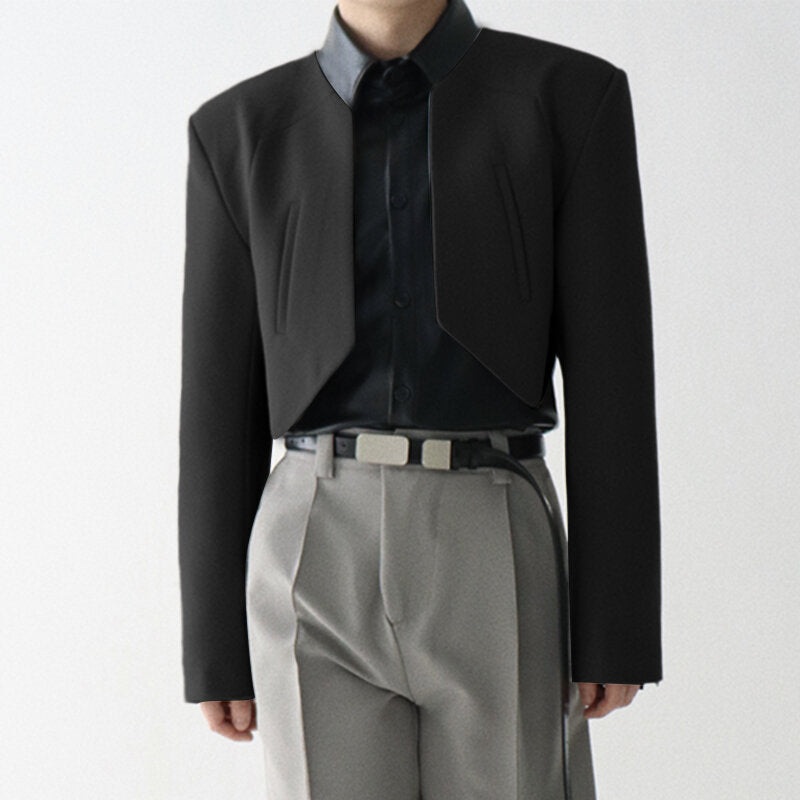 INCERUN Mens Blazer Simple Fashion Design Cut Off Suits Coats Solid Color Long Sleeve Blazer Casual Male Clothing Top