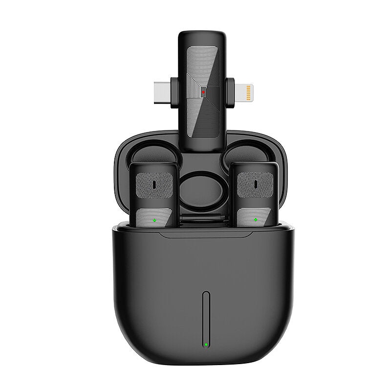 M10 2-in-1 2.4G Wireless Lavalier Microphone Type-C/iP Dual Interface Mic Intelligent Noise-Reducing for Phone Camera Tablet Laptop