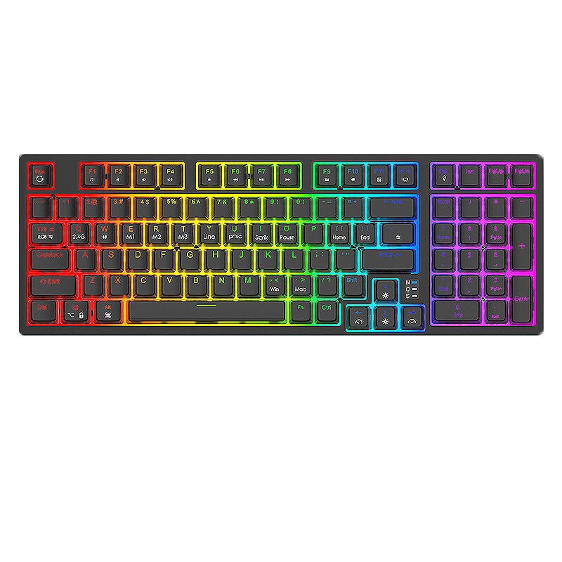 Readson H98 97 Keys Tri-mode Mechanical Gaming Keyboard Hot Swappable RGB Backlit OEM Profile Type-C Rechargeable 98% Layout Gaming Keyboard