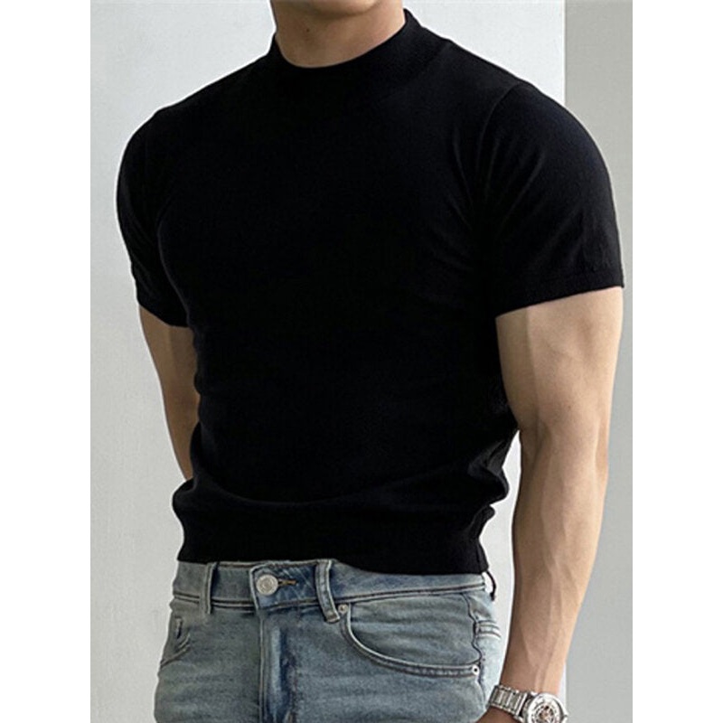 Mens Solid Crew Neck Short Sleeve T-Shirt