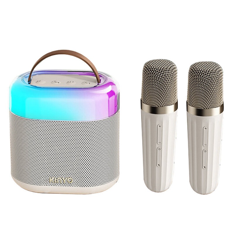 KINYO K13 16W bluetooth 5.3 Speaker Dual Speaker Dual Deep Bass Diaphragm 360 Hi-Fi Audio RGB Light Outdoors Wireless Karaoke Speaker with Mic
