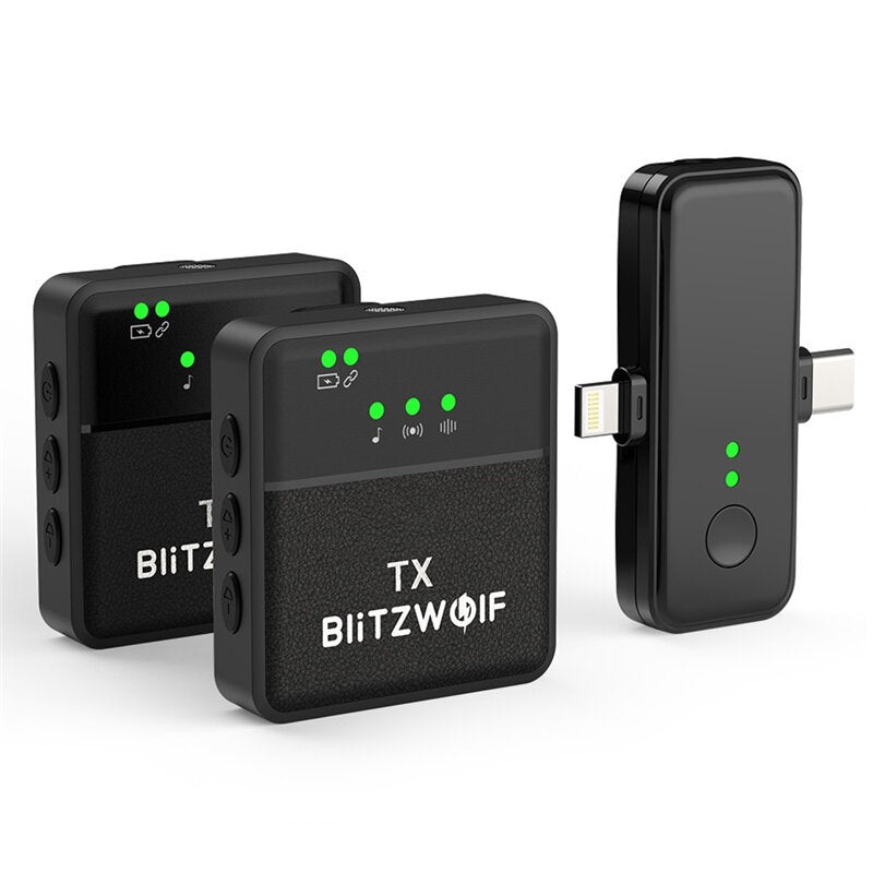 BlitzWolf BW-SX31 3 in 1 Wireless Lavalier Microphone iOS Type-C 3.5mm Jack Mic DSP Intelligent Nosie Reduction Low Latency HD Microphone for Phone Camera SLR PC Laptop