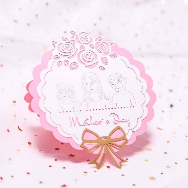 1Pcs Paper Carving Creative Vintage Handmade Mother’s Day Greeting Cards