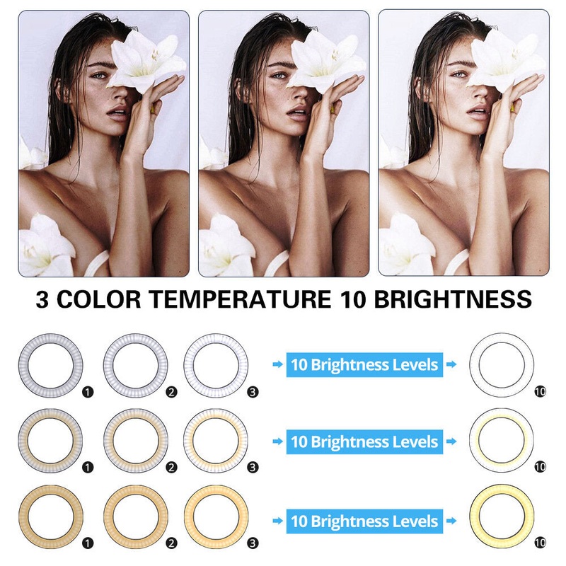 Mcoplus LE-10 18W 3200K-5500K 10inch Dimmable LED Selfie Ring Light USB Photography Video Fill Light with Phone Holder Mini BallHead
