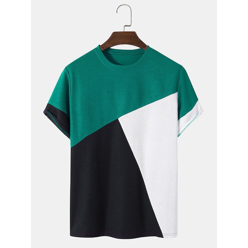 Mens Veins Color Block Casual T-Shirts