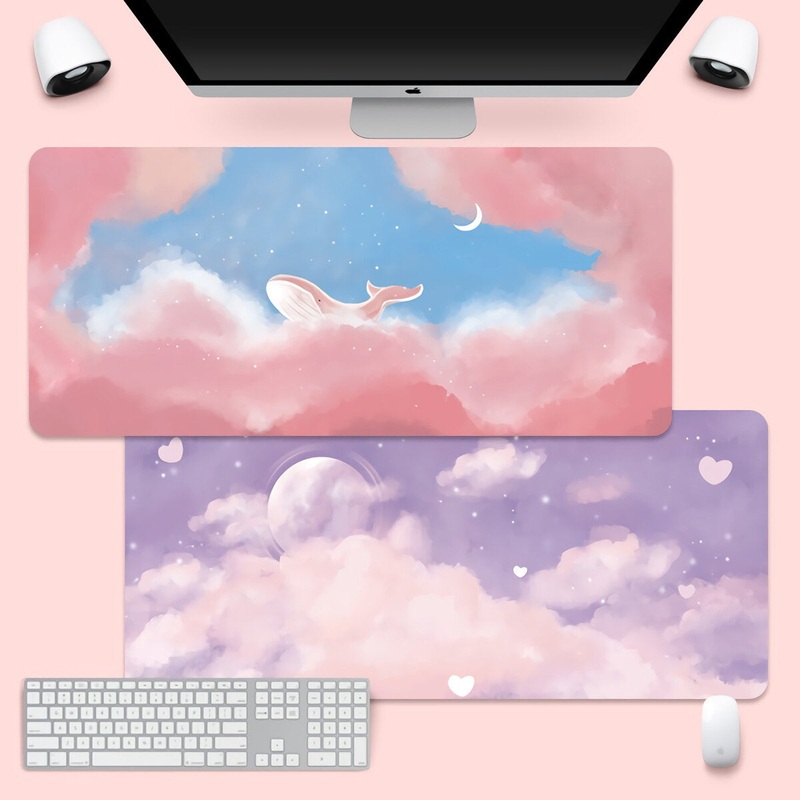 Scenery Keyboard & Mouse Pad Purple Cloud Large Mouse Pad Keyboard Mat 800*300*2mm/900*400*2mm for Home Office
