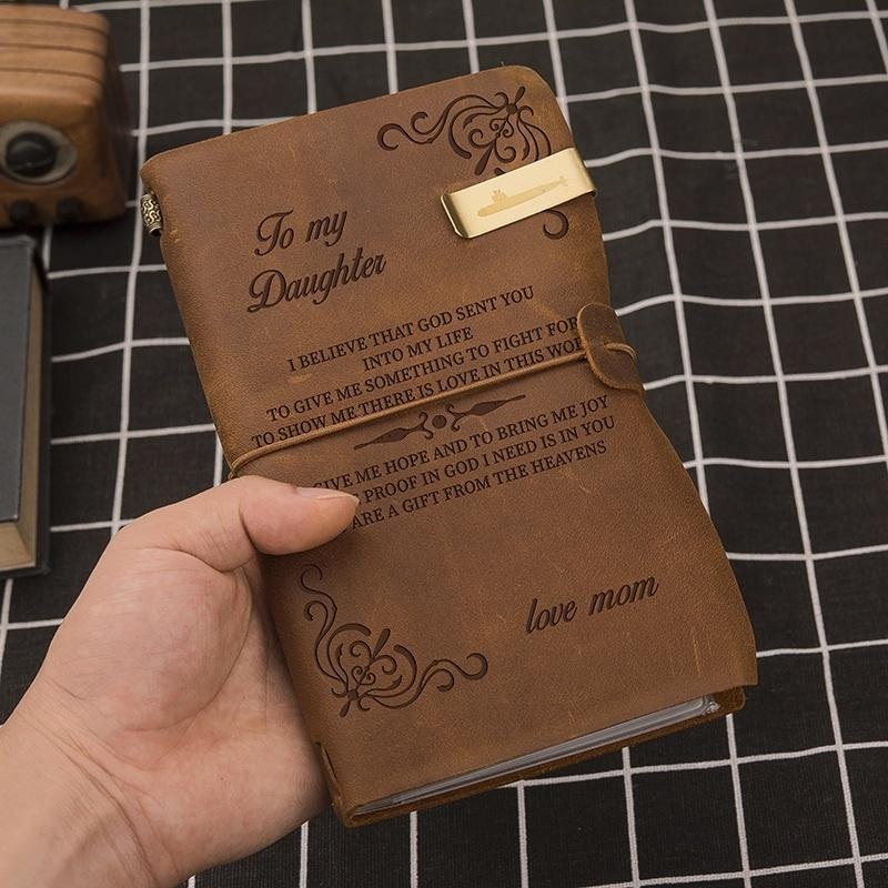 Vintage Leather Back Sketch Book Handmade Journal Notebook Diary Hand Account To My Wife&Mom&Husband&Daughter
