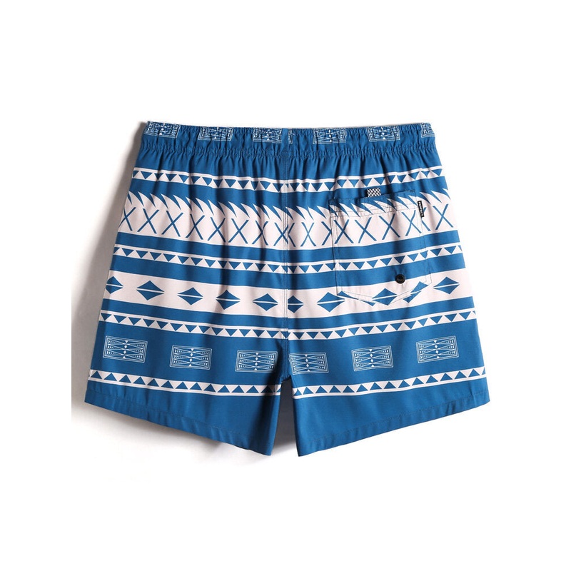 Mens Quick Drying Vintage Geo Print Drawstring Waist Beach Shorts