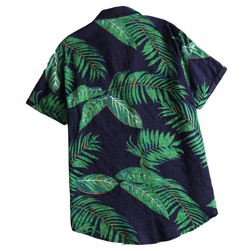 Mens Summer Vacation Beach Floral Printed Hawaiian Shirts