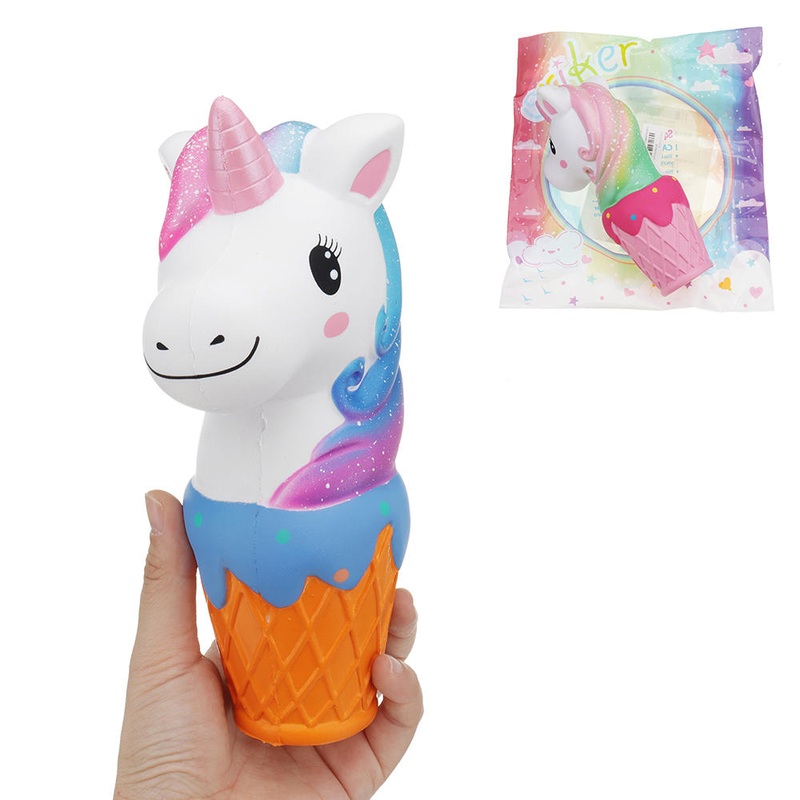 Oriker Squishy Jumbo 20cm Galaxy Rainbow Horse Animal Cup Slow Rising Scented Toy Gift With Pcaking