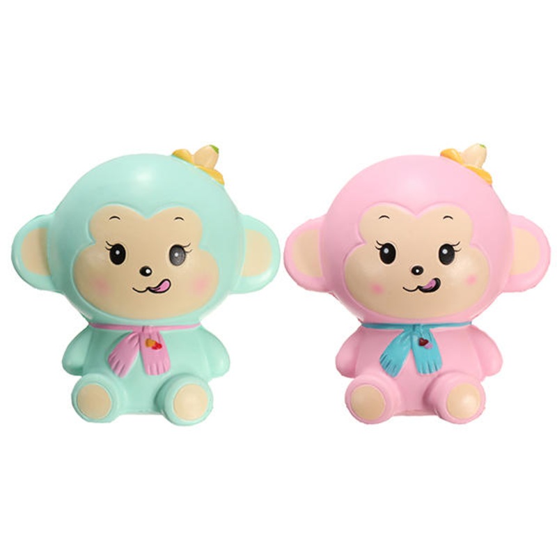 Woow Squishy Monkey Slow Rising 12cm with Original Packaging Blue and Pink