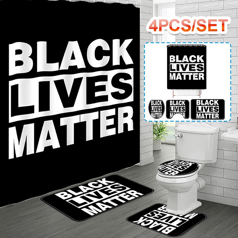 Bakeey Black Lives Shower Curtain With 12 Hooks Bath Curtain Durable Waterproof Fabric Bathroom Curtain