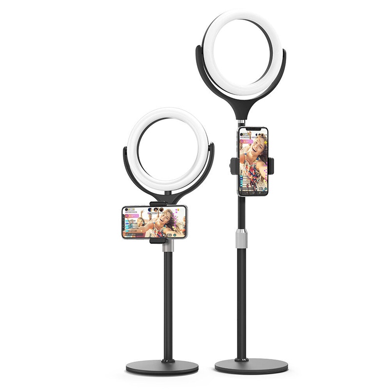 BlitzWolf BW-SL4 Dimmable Ring Light Phone Holder 360 Rotating Night Light Desktop Selfie Stand with bluetooth Remote for Live Stream Selfie Makeup Video Live