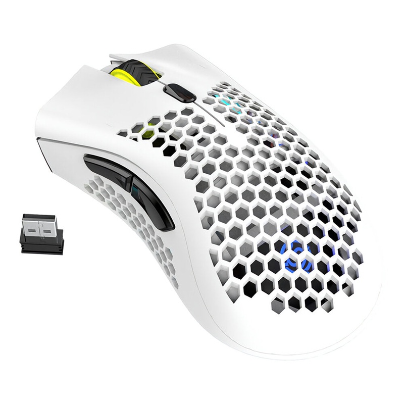 K-snake BM600 2.4G Wireless Rechargeable Mouse Hollow Honeycomb 1600DPI 7 Buttons Ergonomic RGB Optical Mice for Computer Laptop PC Gamer
