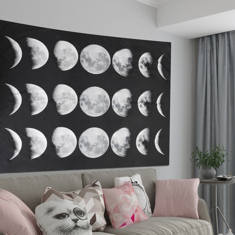 Moon Tapestry Art Living Room Bedroom Background Blanket Psychedelic Tapestry Wall Hanging Home Wall Decoration