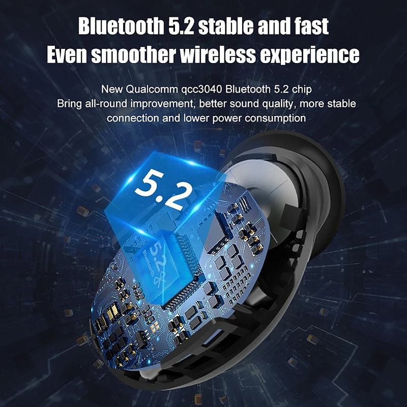 P3600 TWS bluetooth V5.2 Earphone 8mm Titanium Bass Unit 24 hours Playing CVC Noise Reduction HD Calls SBC Coding Smart Touch Sports Gaming Headset