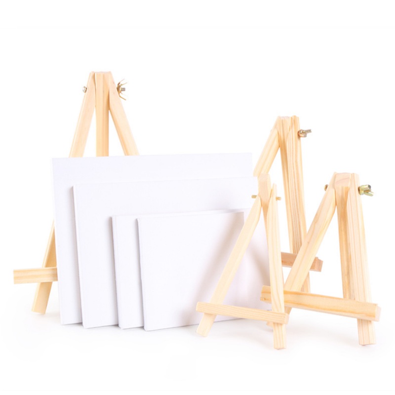 Small Easel Painting Frame Children Painted Oil Painting Frame Mobile Phone Bracket Solid Wood Tripod Stretched Art Board