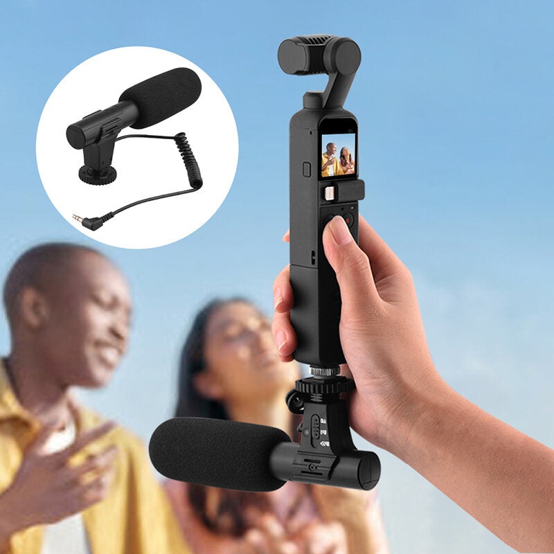 3.5mm Condenser Camera Microphone Live Recording for DJI OSMO POCKET2 Handheld Gimbal Accessories Black