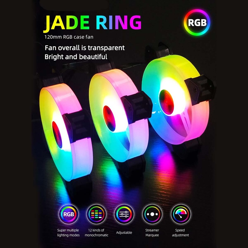 COOLMOON 120mm Cooling Fan RGB 6PIN Computer Case Colorful Radiator Cooler PC 5V DC
