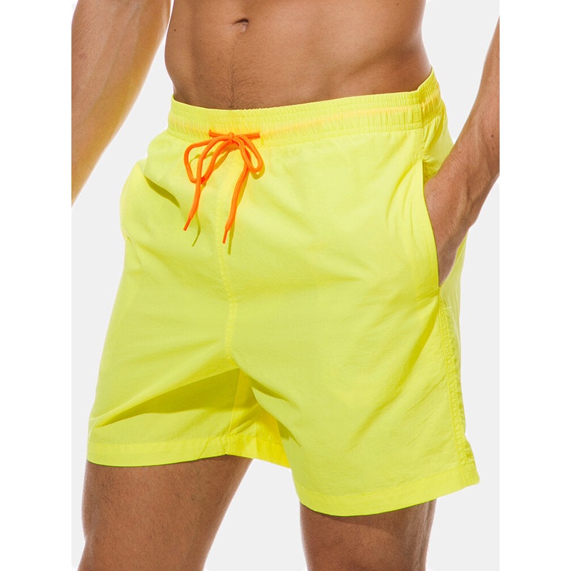 ESCATCH Waterproof Sport Drawstring Loose Thin Lightweight Solid Color Men Casual Beach Board Shorts