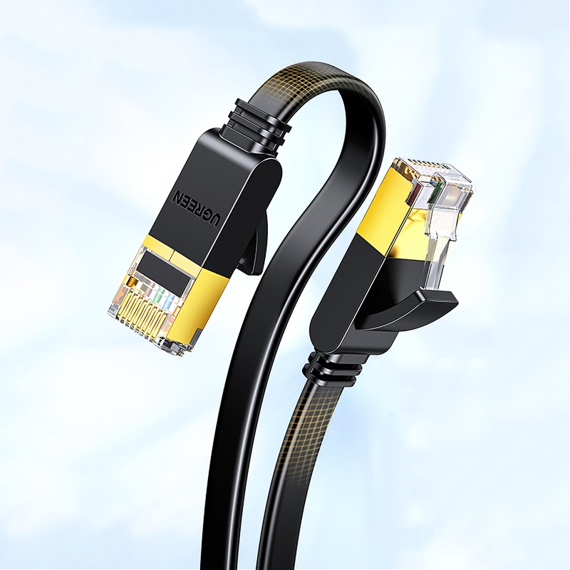 Ugreen NW106 Cat7 RJ45 Flat Ethernet Cable 10 Gigabit 32AWG Ntwork Cable Duall Shielded Ethernet Patch Cable