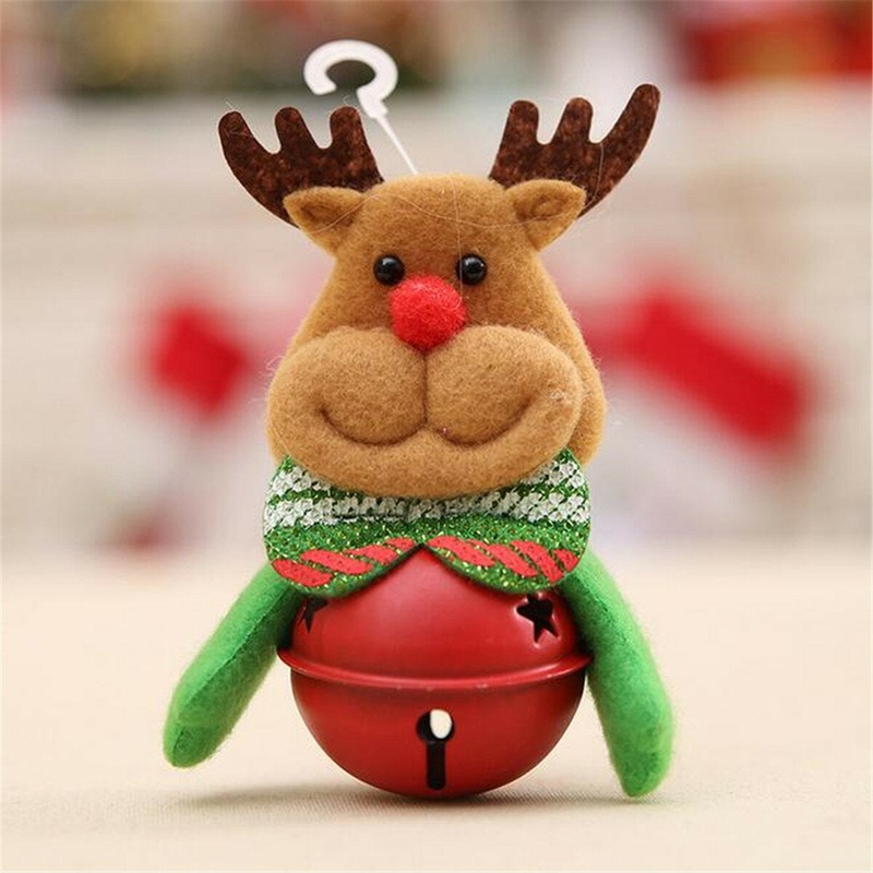 1 Pcs Christmas Jingle Bell Ornaments Doll Pendant Christmas Tree Decorations Snowman Old Man Bear Elk Home Party Decor
