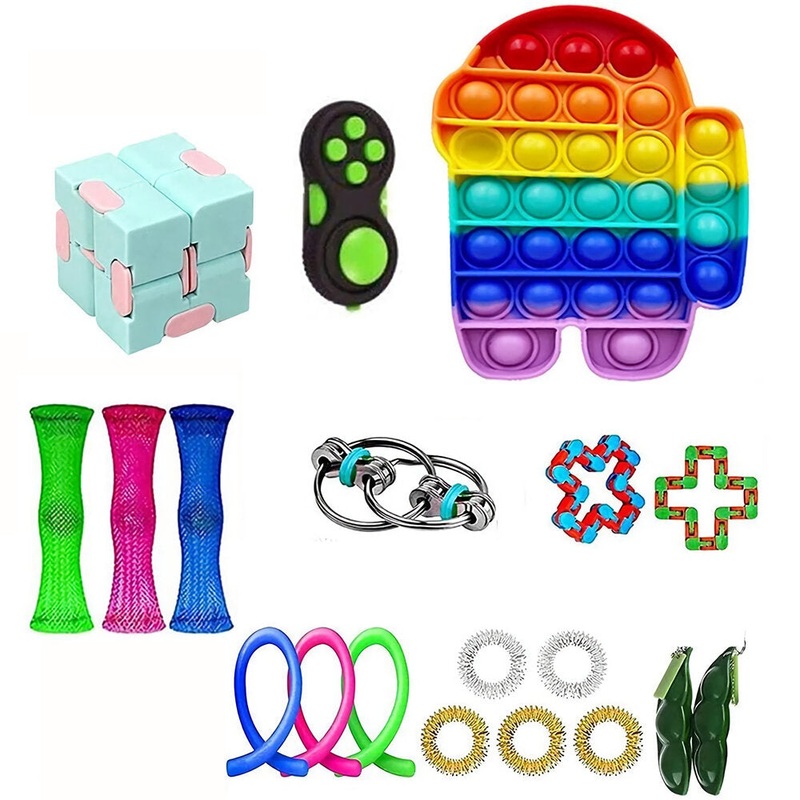 19/28 pcs Fidget Bubble Toys Sensory Set DIY Decompression Artifact for Adults Girl Children Expression Emotion Stress Relief Antistress Toys