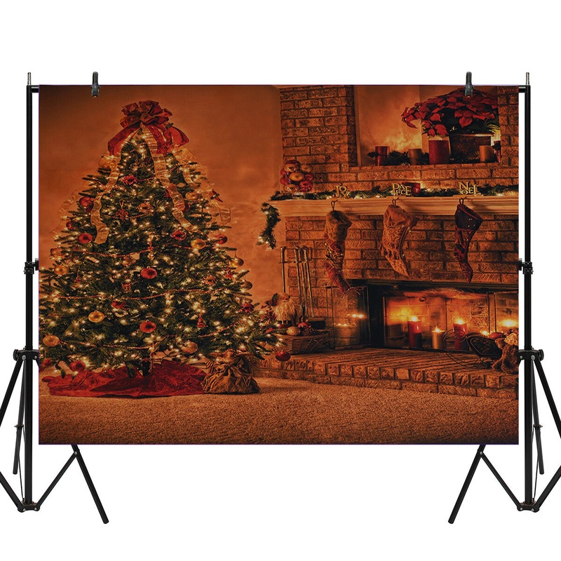1×1.5m 1.5×2.2m 1.8×2.5m Christmas Tree Fireplace Socks Photography Backdrop Cloth for Photo Studio Backdrop Decoration Props