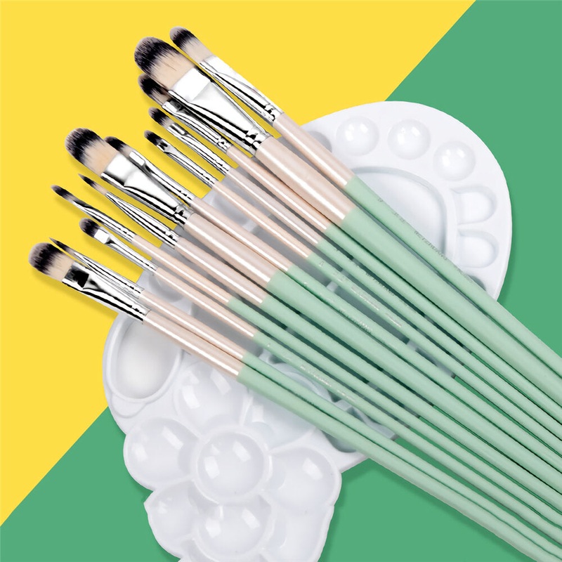 6/12PCS Watercolor Gouache Paint Brushes Set Different Shape Round Pointed Tip Nylon Hair Painting Brush Set Stationery Painting Art Supplies