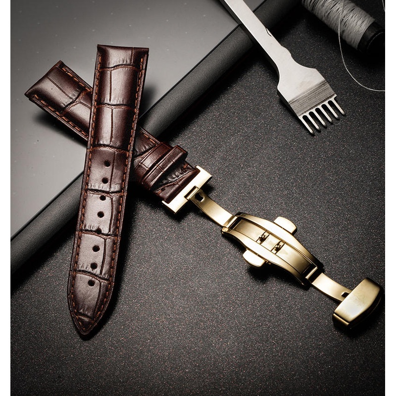 Bakeey 22mm Genuine Leather Strap Replacement Alligator Grain Watch Band