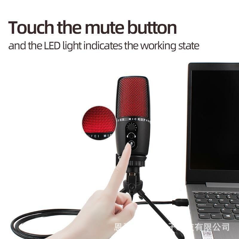 Bakeey ME3 Condenser Studio Microphone Studio Stereo Recording with Volume Control Real Silent Key LED Status Display
