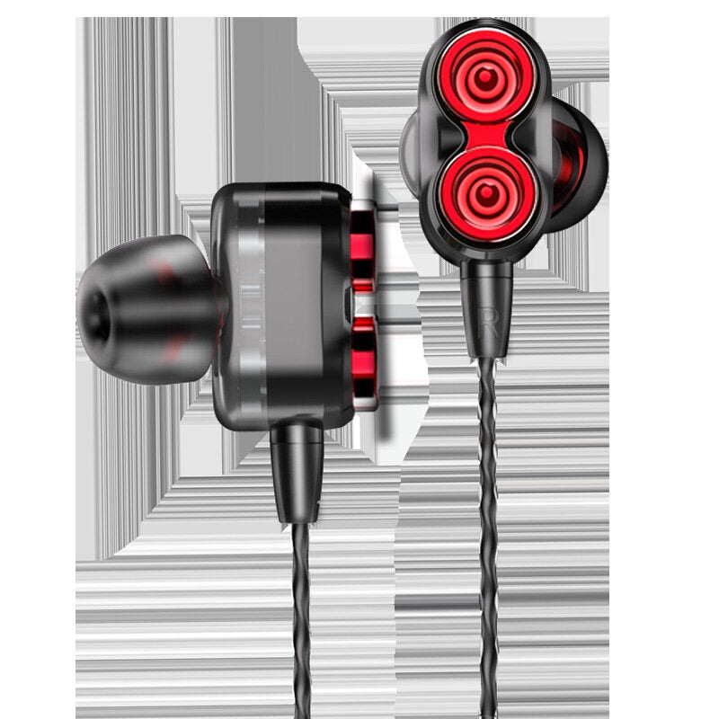 Bakeey Wired Earphone HIFI Stereo Dual Dynamic Noise Reduction Earbuds 3.5MM Sports Music Gaming In-Ear Headphones witth Mic