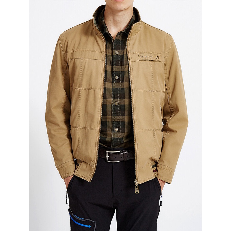 Men Reversible Double-Sided Wearable Cotton Zipper Up Outdoor Jacket