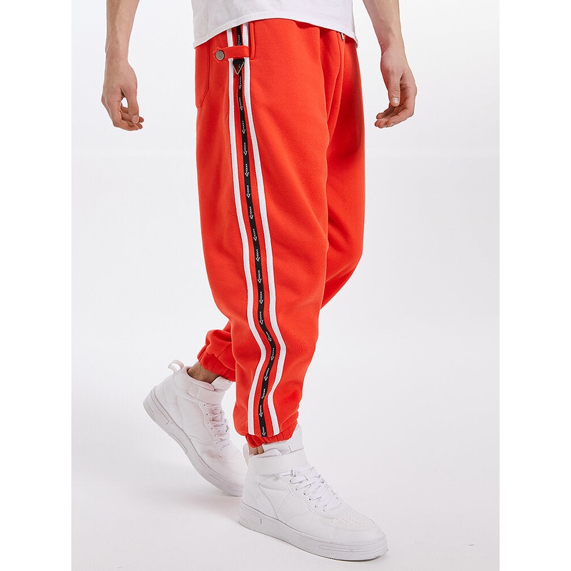 Mens Side Letter Webbing Drawstring Jogger Pants With Pocket