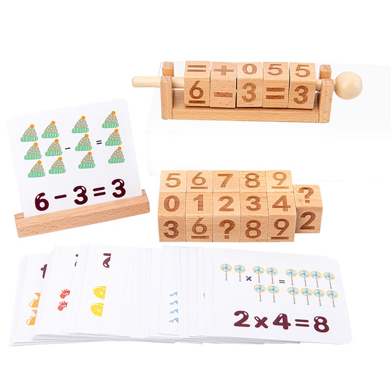 Montessori Wooden Spelling Learning Blocks Alphabet Number Matching Manipulative Toy Spinning Word Game for Children Boys